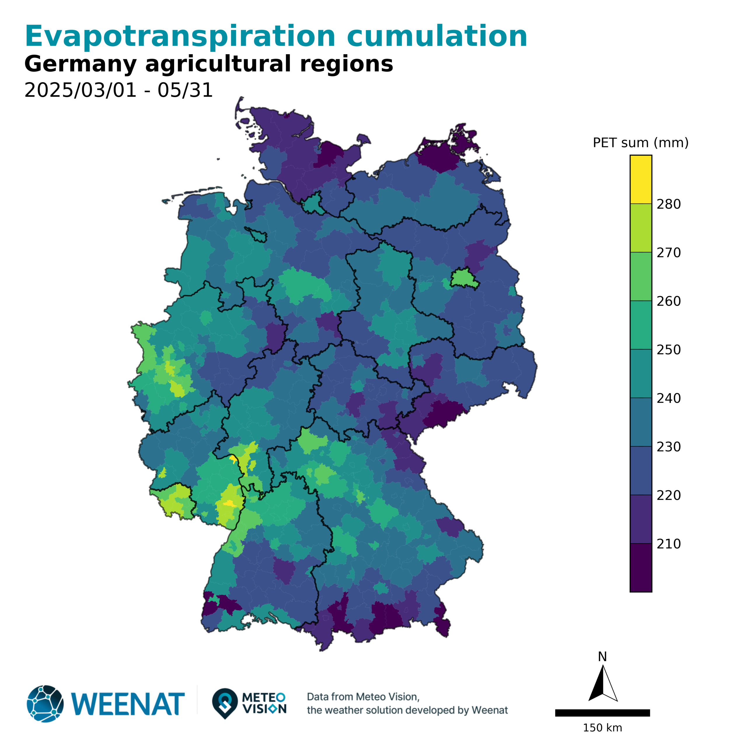 Cumul d'évapotranspiration printemps 2025 allemagne