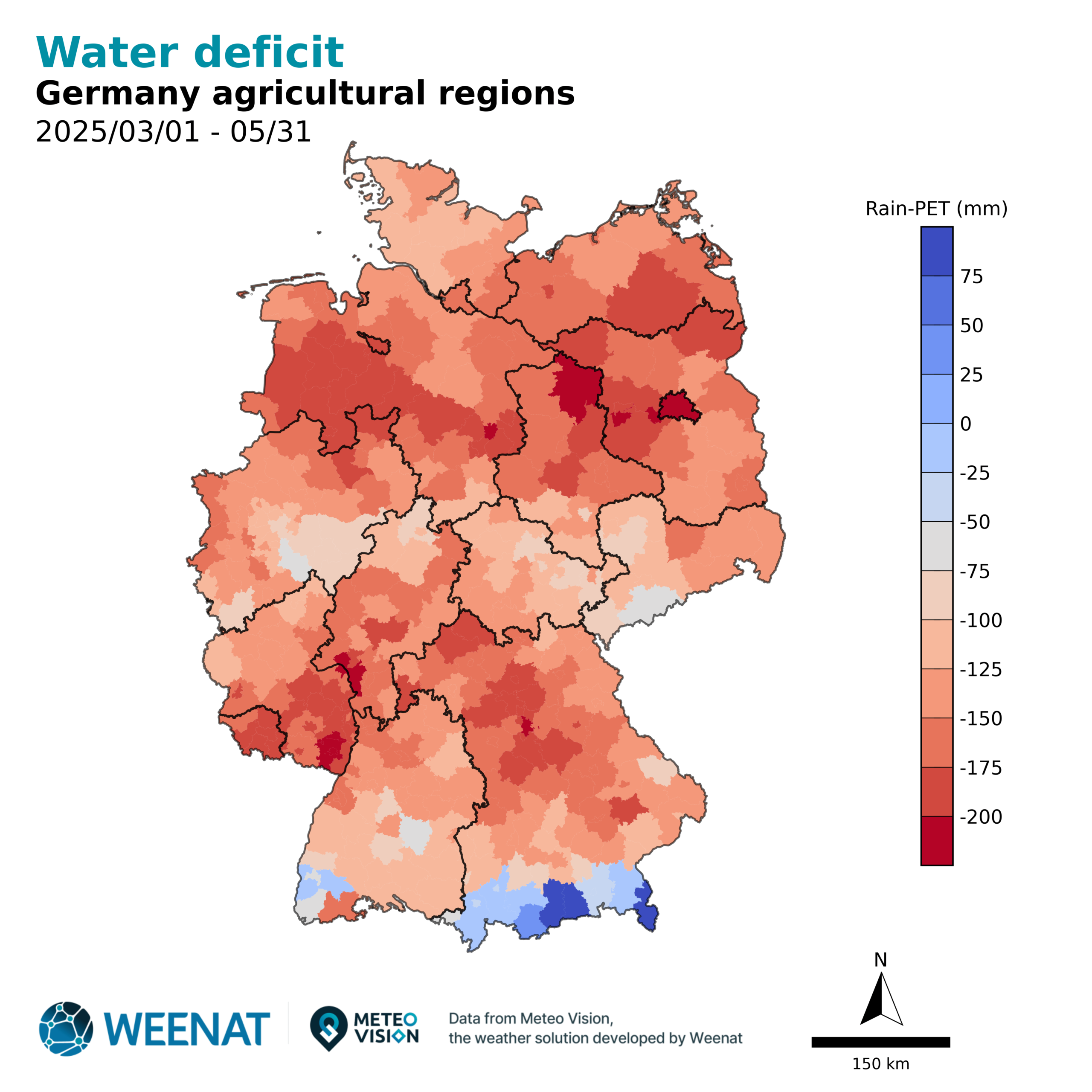 Le déficit hydrique en Allemagne au printemps 2025