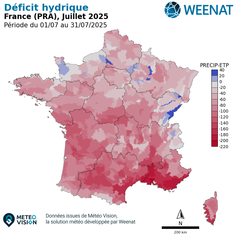 Déficit hydrique france juillet 2025