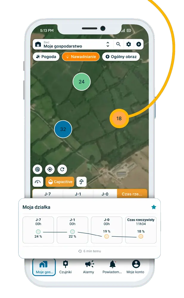 Aplikacja Weenat, tensiometria w czasie rzeczywistym