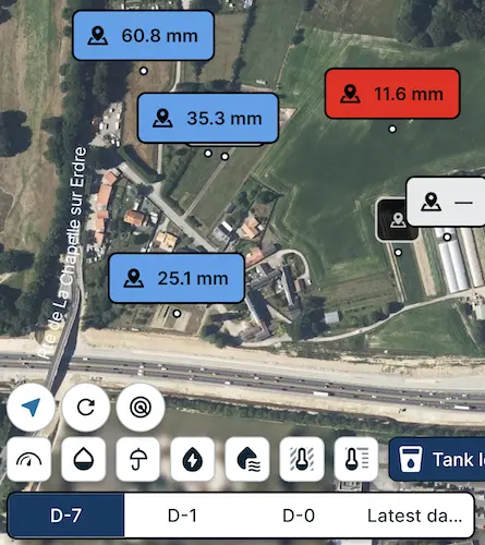 My farm, see the readily available water on your plot thanks to Weenat app